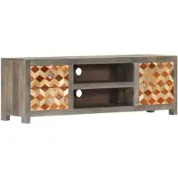 vidaXL Meuble TV Gris 120 x 30 x 40 cm Bois massif de manguier