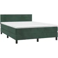 DKD Home Decor Lit boxspring avec matelas vert foncé 140x190 cm velours