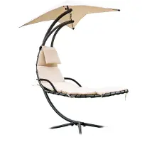 HOME DELUXE - Chaise longue suspendue - SAN REMO - avec coussin, pare-soleil et matériel de montage complet I Chaise longue Fauteuil suspendu Chaise longue de jardin