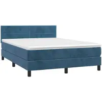 vidaXL Lit boxspring avec matelas & LED bleu foncé 140x190 cm velours