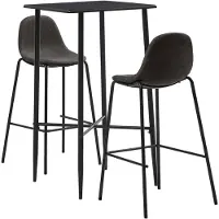 vidaXL Ensemble de bar 3 pcs Tissu Gris foncé