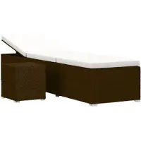 vidaXL Chaise longue avec support et table de thé Poly rotin brun