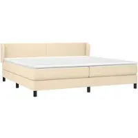 vidaXL Lit boxspring avec matelas Crème 200x200 cm Tissu