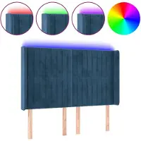 vidaXL Tête de lit LED bleu foncé 147x16x118/128 cm velours