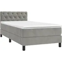 vidaXL Lit boxspring avec matelas gris clair 80x200 cm velours