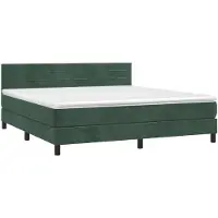 vidaXL Lit boxspring avec matelas & LED vert foncé 180x200 cm velours