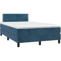 vidaXL Lit boxspring avec matelas & LED bleu foncé 120x200 cm velours