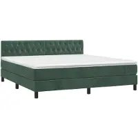 vidaXL Lit boxspring avec matelas vert foncé 180x200 cm velours