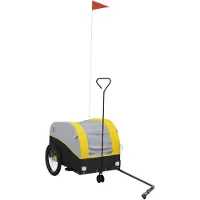vidaXL Remorque vélo noir et jaune 30 kg de fer