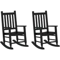 vidaXL Chaises à bascule enfants lot de 2 noir bois de peuplier massif