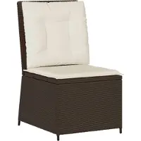 vidaXL Fauteuil de jardin avec fonction chaise longue et coussins Marron Poly Rattan