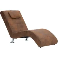 vidaXL Chaise longue avec coussin Marron aspect daim
