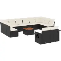 vidaXL Ensemble de 13 canapés de jardin avec coussins noir poly rotin