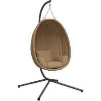 vidaXL Fauteuil suspendu design oeuf avec support Taupe Tissu et acier