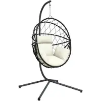 vidaXL Fauteuil suspendu design oeuf avec support Beige Rotin et acier