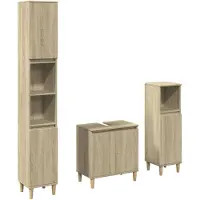 vidaXL Ensemble de meubles de salle de bain 3 pièces en bois composite chêne Sonoma