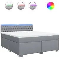 vidaXL Lit boxspring avec matelas gris clair 180x200 cm Tissu