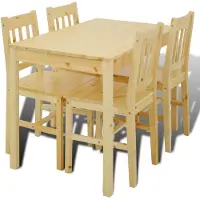 vidaXL Table de salle à manger Table en bois avec 4 chaises en bois Ensemble de salle à manger