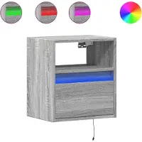 vidaXL Armoires TV murales Éclairage LED 2 pcs. Gris Sonoma 41x31x45 cm