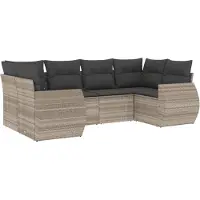 vidaXL Ensemble de salon de jardin 6 pièces avec coussins gris clair Poly rotin