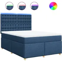 vidaXL Lit boxspring avec matelas bleu 160x200 cm Tissu
