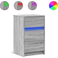 vidaXL Armoire de chevet et lumières LED sonoma gris bois d'ingénierie