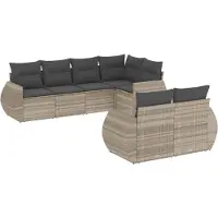 vidaXL Salon de jardin avec coussins 7 pcs gris clair résine tressée