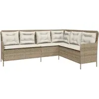 vidaXL Canapé de jardin avec coussins forme de L beige résine tressée