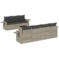 vidaXL Salon de jardin 8 pcs avec coussins gris clair résine tressée