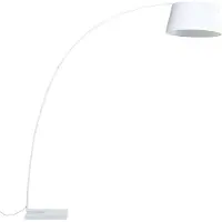 Beliani Lampadaire métal blanc 234 cm abat-jour tissu base marbre long câble avec interrupteur lampe à arc design moderne