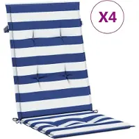 vidaXL Coussins de chaise à dossier haut 4pcs rayures bleu/blanc tissu