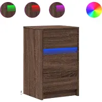 vidaXL Armoire de chevet et lumières LED chêne marron bois ingénierie