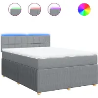 vidaXL Lit boxspring avec matelas gris clair 160x200 cm Tissu