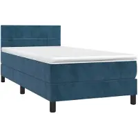 vidaXL Lit boxspring avec matelas bleu foncé 80x200 cm velours