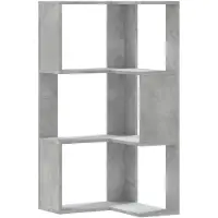 vidaXL Bibliothèque d'angle à 3 niveaux gris béton bois d'ingénierie