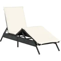 vidaXL Chaise longue avec support Noir Poly-Rattan