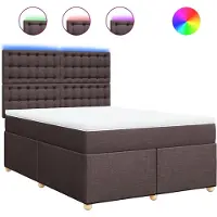vidaXL Lit boxspring avec matelas Marron foncé 140x200 cm Tissu