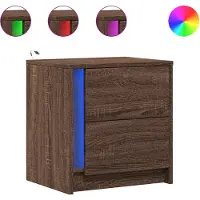 vidaXL Armoire de chevet et lumières LED chêne marron bois ingénierie