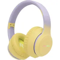 IMoshion Casque d'écoute sans fil pour enfants Lumière LED - Limiteur de décibels - Avec câble AUX - Lavande Lilas / Jaune