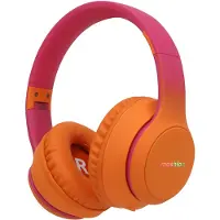 IMoshion Casque sans fil pour enfants LED Light - Limiteur de décibels - Avec câble AUX - Hot Pink / Apricot Orange Crush