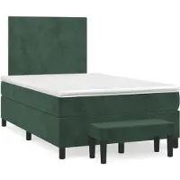 vidaXL Lit boxspring avec matelas vert foncé 120x190 cm velours