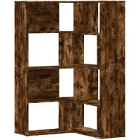 vidaXL Bibliothèque d'angle 4 étages chêne fumé 85x85x140cm bois composite