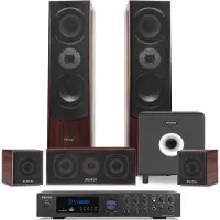 Home kit cinéma - Fenton - Incl. 5 speakers & actieve subwoofer - Bluetooth et mp3 speler (Set, 245 W), Enceinte hifi + cinéma, Noir