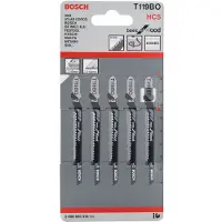 Bosch Lot de 5 lames pour scie sauteuse T119BO - - pour coupes courbes et arrondies dans le bois