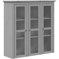 vidaXL Armoire vitrine avec portes vitrées BODO Gris Pin massif
