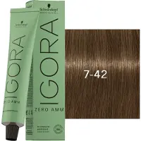 Schwarzkopf Professional IGORA ZERO AMM coloration cheveux permanente sans ammoniaque teinte 7-42 60 ml