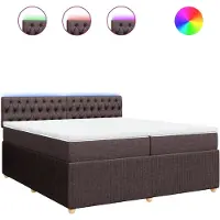 vidaXL Lit boxspring avec matelas brun foncé 200x200 cm Tissu