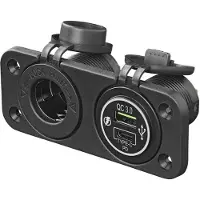 Pricenet Kit encastrable : Prise 12V + chargeur rapide USB type A+C 2 voies 3A