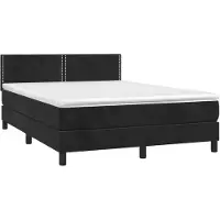 vidaXL Lit boxspring avec matelas noir 140x190 cm velours