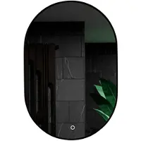 Mirlux Miroir de salle de bain ovale - - 90x60 cm - Eclairage et chauffage LED - anti-buée - Noir
